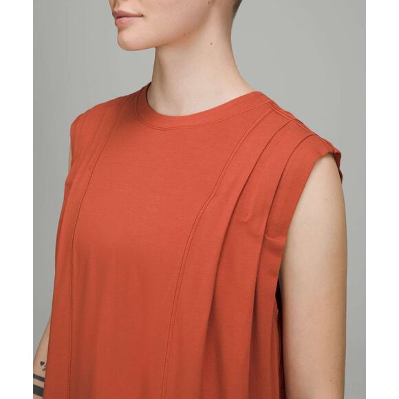 Lululemon Modal Pleated Shoulder Tank Top in Red Rock, Sz 4 - Picture 1 of 11